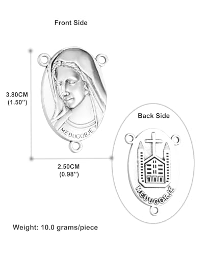 COTTVOTT St Benedict,Our Lady of Guadalupe Medal for DIY Jewelry Making,Virgin Mary Christ Jesus Rosary Center Connection Part - color: 10pcs-Medugorje Medal