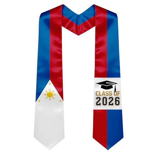 National Flag Graduation Stole Sash - 72" Long Unisex Honors Stole for Students - color: Philippines