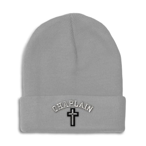 Beanies for Men Cristian Chaplain Cross Christ Faith Jesus Skull Cap Winter Hats for Women Acrylic One Size - color: Light Grey Design Only