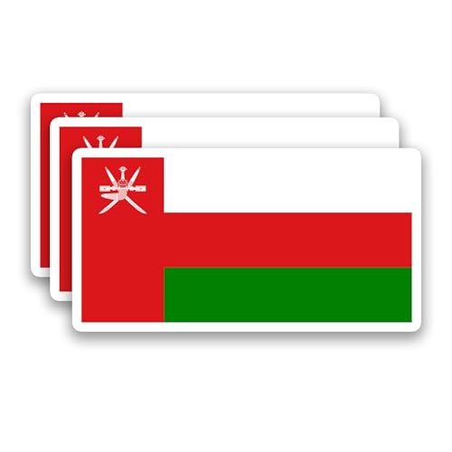 (3Pcs) Oman Flag Stickers – Omani National Flag Vinyl Decals, Waterproof Sticker for Laptop, Water Bottle, Scrapbook, Phone Case, Travel Gear, 3" X 1.6'' - color: Oman