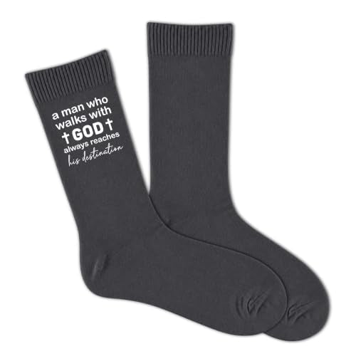 Christian Socks for Men Biblical Gifts for Dads Grandpa Husband - color: Dark Grey