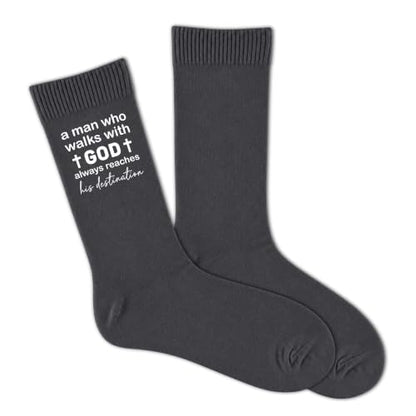 Christian Socks for Men Biblical Gifts for Dads Grandpa Husband - color: Dark Grey