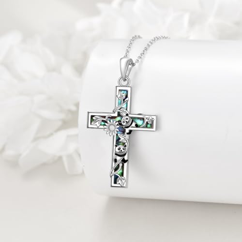 YFN Cross Necklace Sterling Silver Religious Cross Pendant Jewelry Christian Gifts for Women Men - style: F. Panda