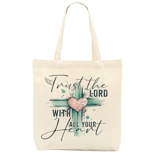 Faith Canvas Tote Bag, Christian Gifts for Women Girls Mom Sister Inspirational Bible Verse Birthday Christmas - color: Faith 807