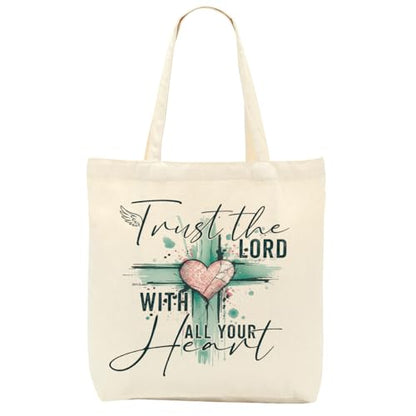 Faith Canvas Tote Bag, Christian Gifts for Women Girls Mom Sister Inspirational Bible Verse Birthday Christmas - color: Faith 807