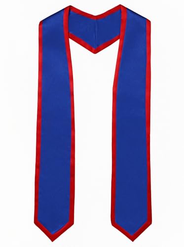 Unisex Adult Graduation Honor Stole Classic End With Trim 72" Long - color: Royal Blue With Red Trim