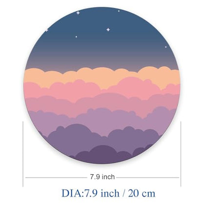 Round Mouse Pad,Cute Clouds Purple Mouse pad,Custom Small Mouse Pads with Designs,Portable Office Non-Slip Rubber Base Wireless Mouse Pad for Laptop 7.9×7.9×0.12 inches - color: Cute Clouds Purple