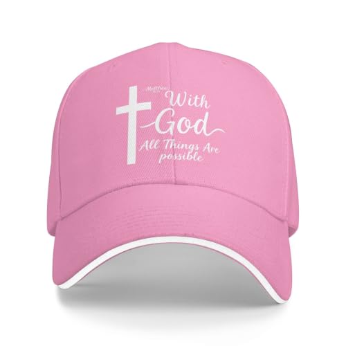 Christian Baseball Cap for Men & Women - Jesus Cross Hat, Adjustable Christian Gifts - color: Pink