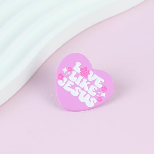 Love Like Jesus Pin Brooch, Christian Faith Heart Enamel Pin, Cute Christian Gifts For Women Girls God Lover Prayer Church Friend, Bible Verse Brooches, God Is Good Lapel Badge, Religious Accessories