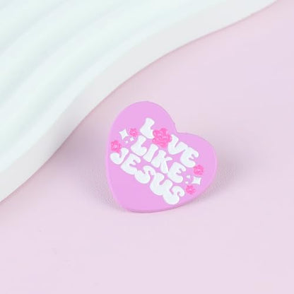 Love Like Jesus Pin Brooch, Christian Faith Heart Enamel Pin, Cute Christian Gifts For Women Girls God Lover Prayer Church Friend, Bible Verse Brooches, God Is Good Lapel Badge, Religious Accessories