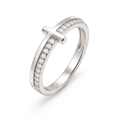 Cross Ring Women 14K Gold Plated Statement Stackable Engagement Christian - color: C - silver