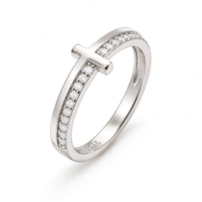 Cross Ring Women 14K Gold Plated Statement Stackable Engagement Christian - color: C - silver