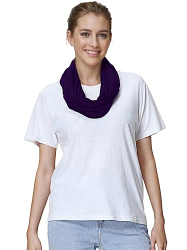 Lina & Lily Premium Modal Jersey Knit Women's Infinity Scarf Loop Lightweight - color: Dark Purple