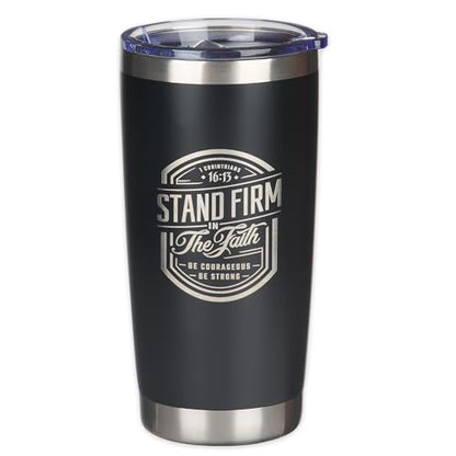 Christian Art Gifts Large Stainless Steel Stand Firm Travel Mug Tumbler - color: Black/Stand Firm