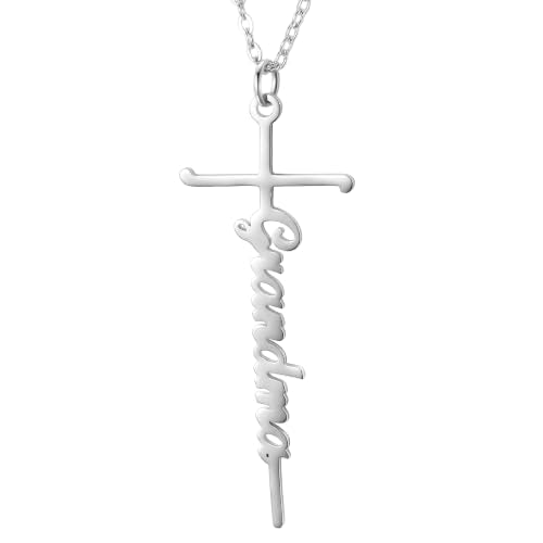 Lcherry Birthday Gifts for Grandma Mom Daughter Teacher Cross Necklace for Women Christian Necklaces Religious Gifts Jewelry for Women Mother's Day - style: Grandma-Silver