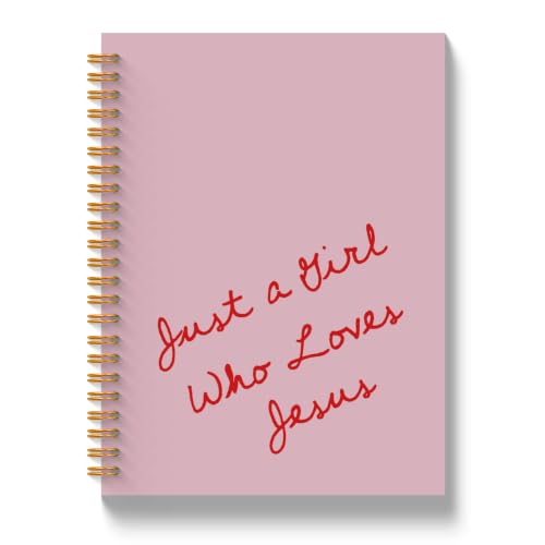 Pink Christian Gifts for Girls Spiral Notebook 5.5x8.3in - color: Loves Jesus