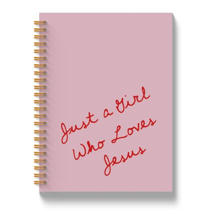 Pink Christian Gifts for Girls Spiral Notebook 5.5x8.3in - color: Loves Jesus