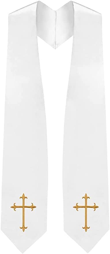 CLERKMANS Choir Stole with Crosses - color: White