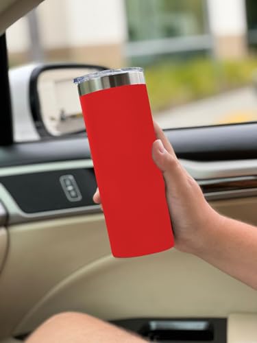 LaserGram Personalized 22oz Skinny Tumbler, Christian Cross (Red) - color: Red