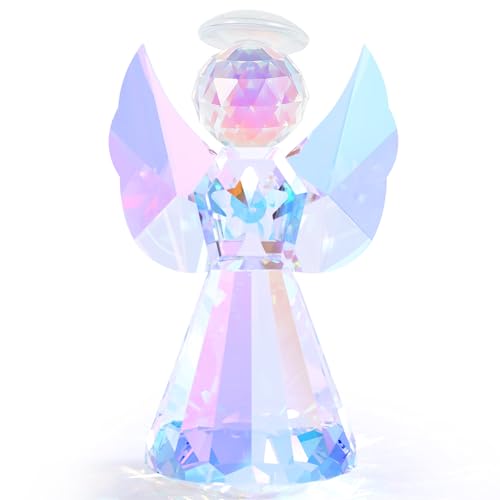YWHL Iridescent Crystal Guardian Angel Figurine Angel Gifts for Women - color: Colorful