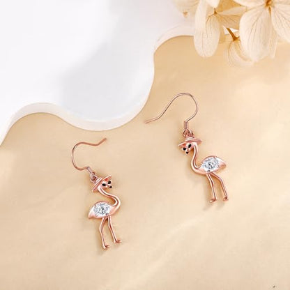 Crab/Mushroom/Lobster/Bat/Angler Fish/Tiger/Elephant/Jellyfish/Flamingo/Scorpion Earrings Dangling Sterling Silver Created Blue Opal Earrings Jewelry Gifts for Women Girls… - style: Flamingo