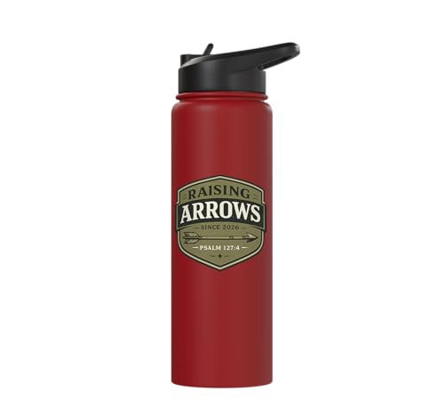 Raising Arrows Since 2026 Psalm 127:4 Faith Family Dad Stainless Steel Insulated Water Bottle - color: Red