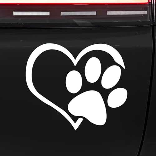 Pet Dog Paw Print Sticker, Car Window Decals, Dog Paw Love Heart Vinyl Car Decal, Auto Exterior Decoration Accessories Reflective Self-Adhesive Stickers for Window Laptop Wall - color: White2