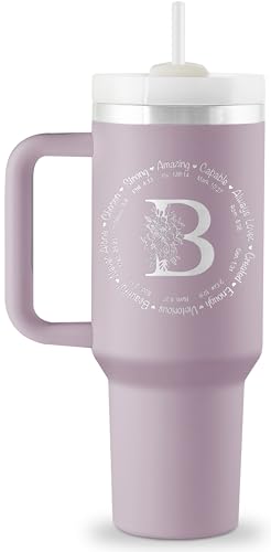 Monogrammed 40 oz Engraved Tumbler - Spiritual Inspirational Gift for Women, Bible Gift, Initial Christian Cup - style: B