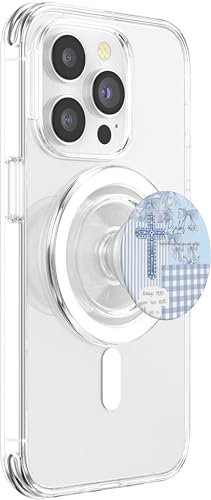 Blue Bow Floral Christian Collage Bible Verse Pattern Cross PopSockets PopGrip for MagSafe - style: Magnetic PopGrip