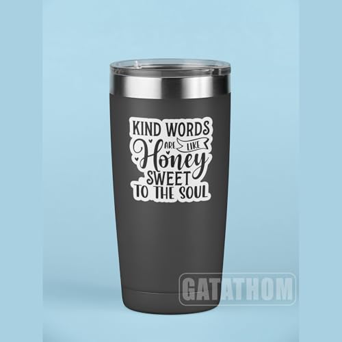 (3Pcs) Kind Words are Like Honey Sweet to The Soul Sticker Inspirational Motivational Stickers Waterproof Vinyl Decals for Laptop Water Bottle Scrapbook Mug, 3" x 2.8" - color: Kind Words Are Like Honey Sweet to the Soul