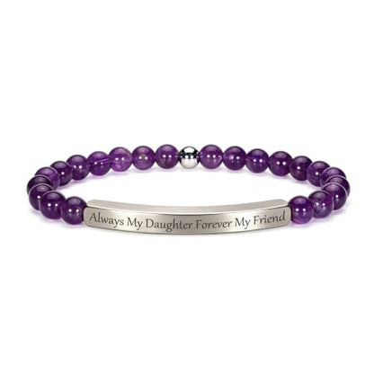Amethyst Christian Bracelet for Women, 18K Gold Plated Bible Verse Jewelry, Inspirational Religious Faith Gift, Scripture Jewelry for Encouragement & Strength - color: ALWAYS MY DAUGHTER FOREVER MY FRIEND-Amethyst Silver