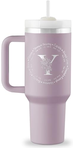 ROSTANTEN Christian Gifts for Women, Religious Monogrammed 40 oz Engraved Tumbler, Spiritual Inspirational Gifts Faith based gift Bible Gift, Initial Christian Tumbler for Women - style: Y
