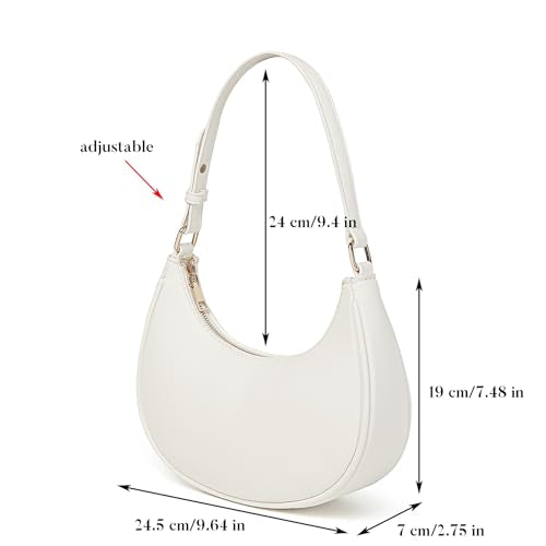 Barabum Small Shoulder Bag for Women Crescent Purse Y2K Trendy Clutch Handbags - color: 6b-white