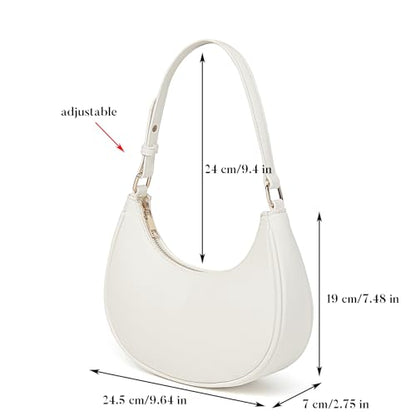 Barabum Small Shoulder Bag for Women Crescent Purse Y2K Trendy Clutch Handbags - color: 6b-white