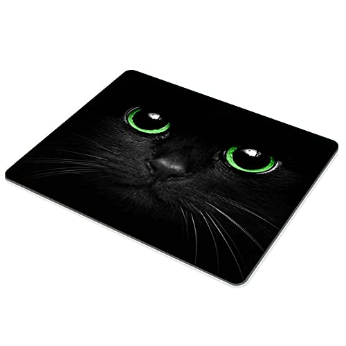SSOIU Black Cat Mouse Pad, Green Eyes Cat Black Background Design Mousepad Non Slip Rubber Gaming Mouse Pad Rectangle Mouse Pads for Computers Laptop 9.5 X 7.9 Inch (240mmX200mmX3mm) - color: SS09