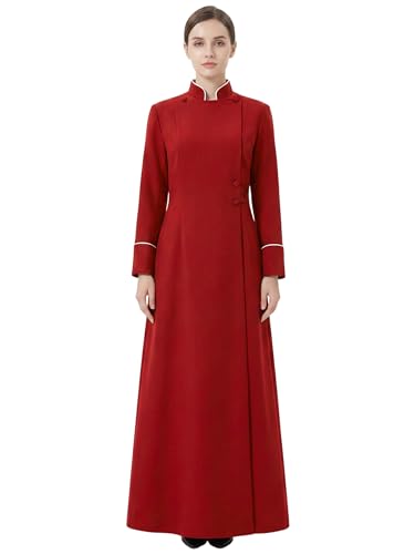 Womens Medieval Anglican Clergy Robe Cassock Priest Coat Pulpit Robe for Church Minister Altar Server Vestments - color: Red, size: Medium