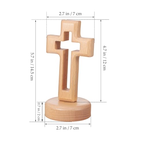 1 Set Wooden Standing Cross Decor, 5.7 Inch Hollowed Tabletop Crucifix, Catholic Religious Table Centerpieces Easter Room Ornament