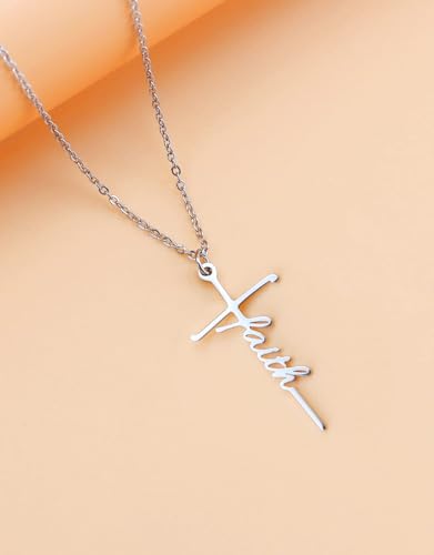 Lcherry Faith Cross Pendant Necklace for Women Religious Christian Jewelry Birthday Christmas Gifts for Women - style: 4-Jesus