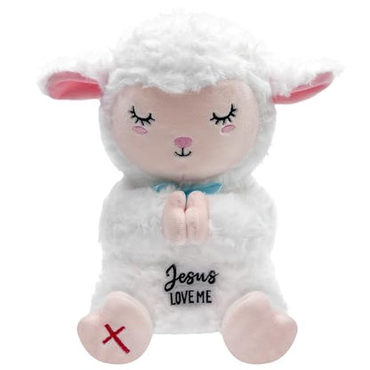 Jesus Plush Lamb Stuffed Animal - Sheep Plush Jesus Loves Me You Baptism Gifts for Boys Girl Soft Christian Baby Toys Prayer Doll for Sunday School Gifts 10 Inch - style: Jesus Lamb Plush