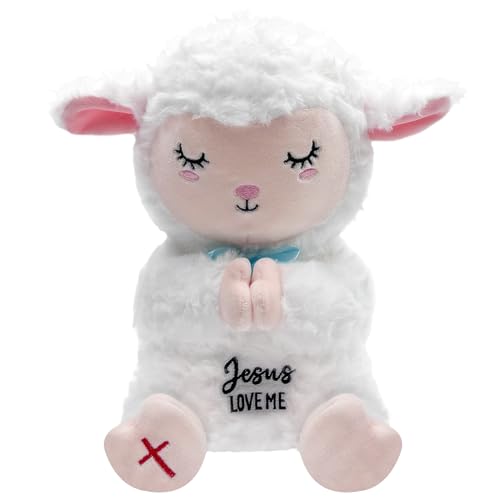 Jesus Plush Lamb Stuffed Animal - Sheep Plush Jesus Loves Me You Baptism Gifts for Boys Girl Soft Christian Baby Toys Prayer Doll for Sunday School Gifts 10 Inch - style: Jesus Lamb Plush