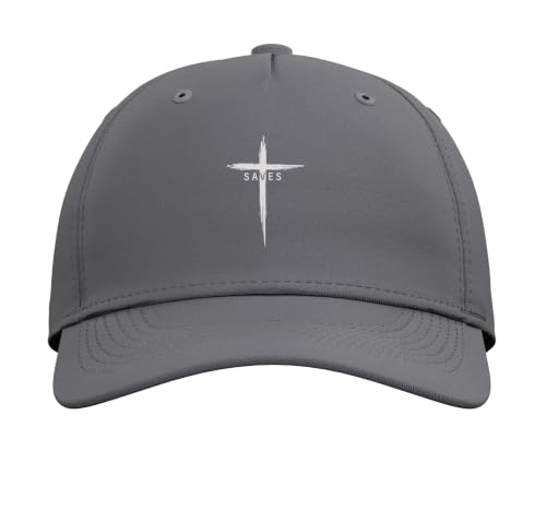 Cool Christian Cross Jesus Saves Men Women Graphic Christ Adjustable Baseball Hat - color: Slate Grey