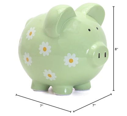 Child to Cherish Ceramic Piggy Bank for Girls, Daisy Green - color: Daisy Green