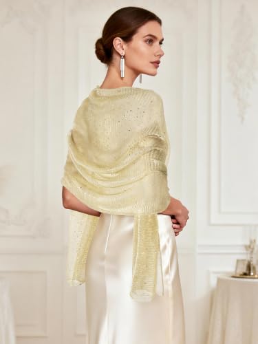 GERINLY Fashion Scarves for Women Lightweight Lace Printed Scarf Shawl Wrap - color: Gold