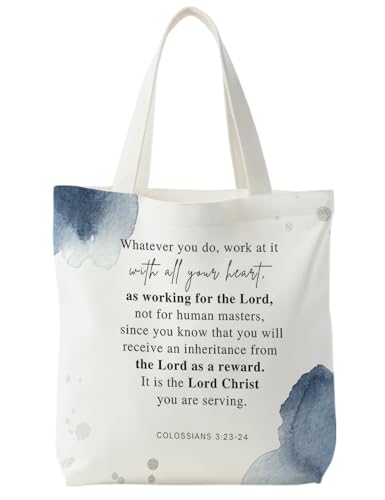 Bible Bags for Women, Christian Tote Bag, Gifts for Christian Women - color: Colossians 3:23-24