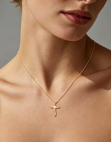 KRKC&CO Moissanite Cross Necklace for Women: D Color VVS1 0,09-0,3ct - color: Gold B