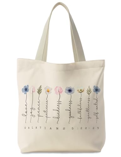 Bible Bags for Women, Christian Tote Bag, Gifts for Christian Women - color: Cream
