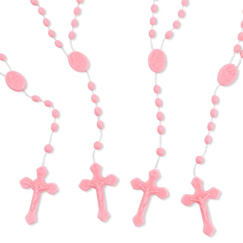 JUXINDAZYF 17'' Bulk Rosaries, Plastic Rosary Beads 12 Rosary Set (Pink) - color: Pink