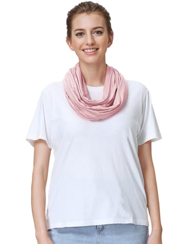 Lina & Lily Premium Modal Jersey Knit Women's Infinity Scarf Loop Lightweight - color: Light Pink