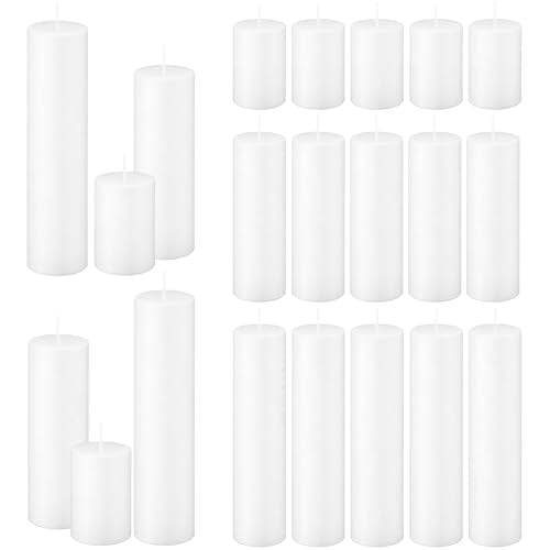 18 Pack White Pillar Candles Set, Unscented Smokeless Dripless - color: White Flat-top, size: 2x3/6/8 Inch