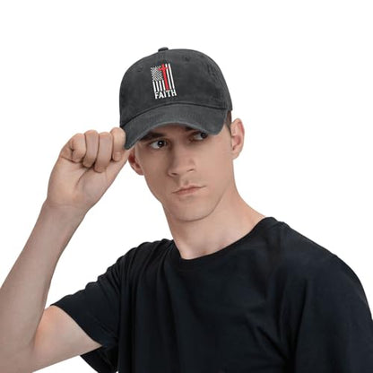 Embroidered Baseball Cap Christian Hat for Men Women - color: Black, style: Faith Usa Flag